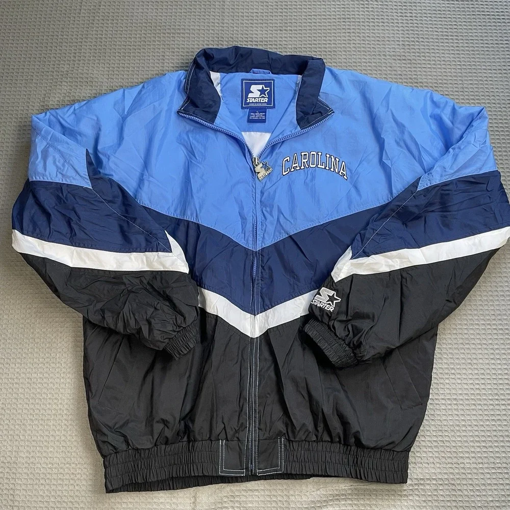 Vintage Starter UNC Carolina Tar Heels Windbreaker Jacket Large Full Zip Nylon
